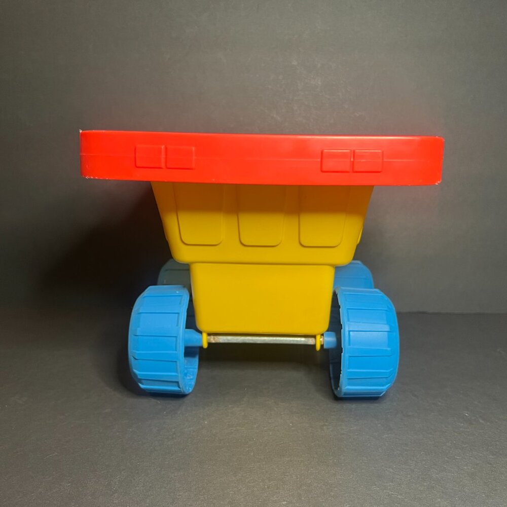 Vintage 1993 Playskool #1054 Yellow Red & Blue Sand Bucket Scooter on Wheels - Picture 4 of 9
